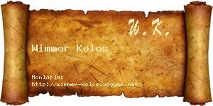 Wimmer Kolos névjegykártya